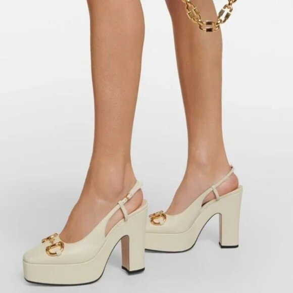 NIB Gucci Platform horsebit ivory leather Pumps - IT 38.5/ US 8.5 - Picture 3 of 7
